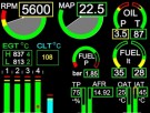 Engine informations: RPM, MAP, Oil pressure, Oil temperature, 4 EGT, 2 CHT, Coolant temperature, Fuel pressure, Throttle position, Air fuel ratio, OAT, IAT thumbnail